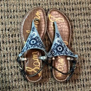 Blue Floral Sandals Size 8